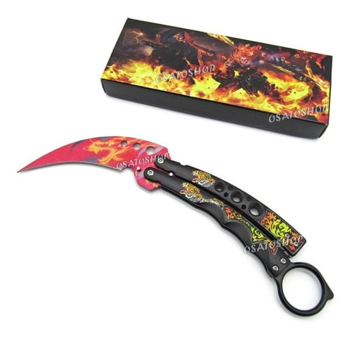 Canivete Butterfly Karambit Cs Go Trava Mola Color 0912 - Escorrega o Preço